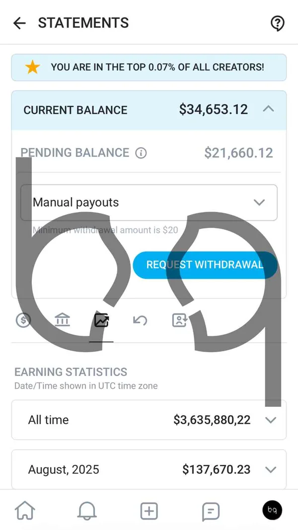 R., 25 - OnlyFans earnings growth 4× growth $22K → $92K/mo (verified)